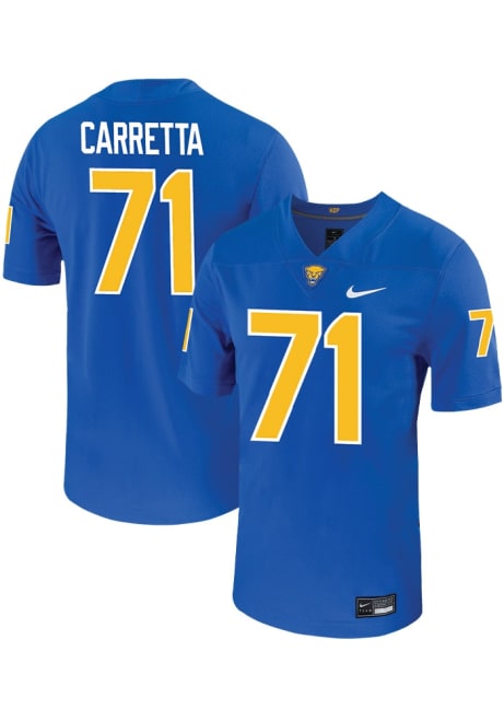 Ryan Carretta  Mens Blue Pitt Panthers VIRTUAL NIL Game Name And Number Football Jersey