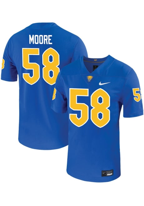 Terrence Moore  Mens Blue Pitt Panthers NIL Game Name And Number Football Jersey