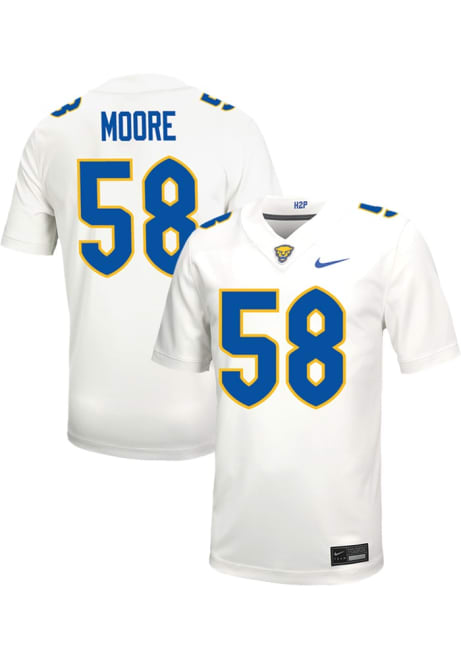 Terrence Moore Nike Mens White Pitt Panthers NIL Game Name And Number Football Jersey