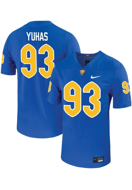 Ty Yuhas Nike Mens Blue Pitt Panthers VIRTUAL NIL Game Name And Number Football Jersey