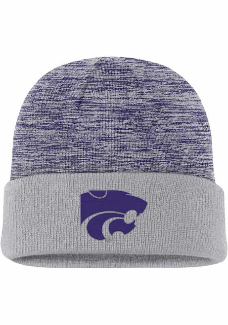 K-State Wildcats Nike C12359 - NK SPACE DIE BEANIE Mens Knit Hat - Grey