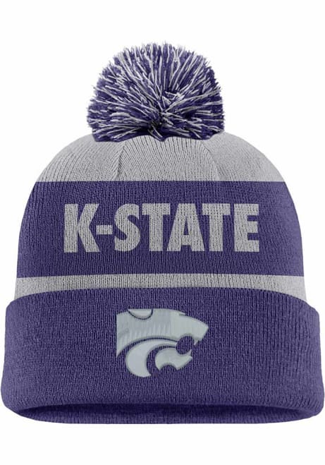 K-State Wildcats Nike C12360 - NK PEAK STRIPE BEANIE Mens Knit Hat - Purple