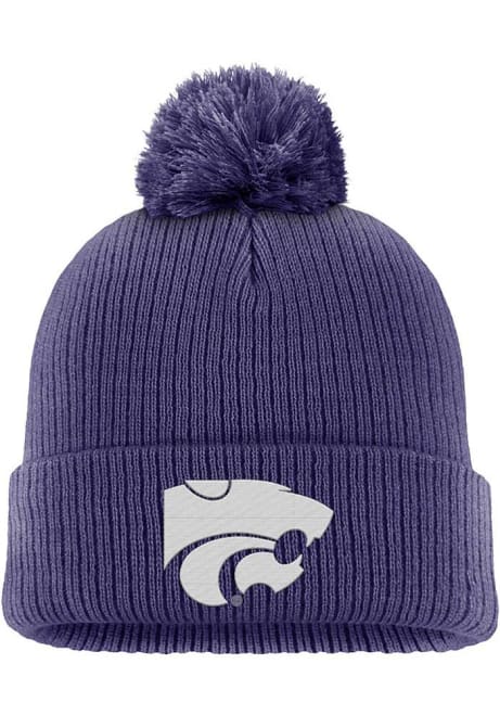 K-State Wildcats Nike C12932 - NK PEAK BEANIE POM Mens Knit Hat - Purple