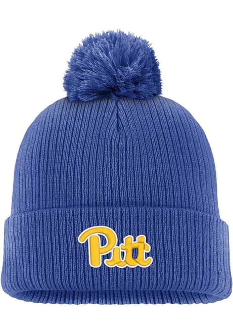 Pitt Panthers Nike C12932 - NK PEAK BEANIE POM Mens Knit Hat - Blue