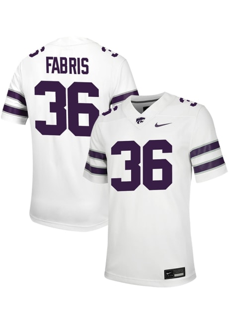 Jack Fabris Nike Mens White K-State Wildcats NIL Game Football Jersey