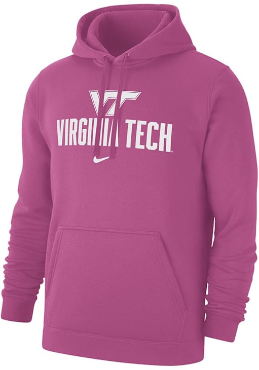Nike Virginia Tech Hokies Mens PINK Club Fleece Hoodie 198604543