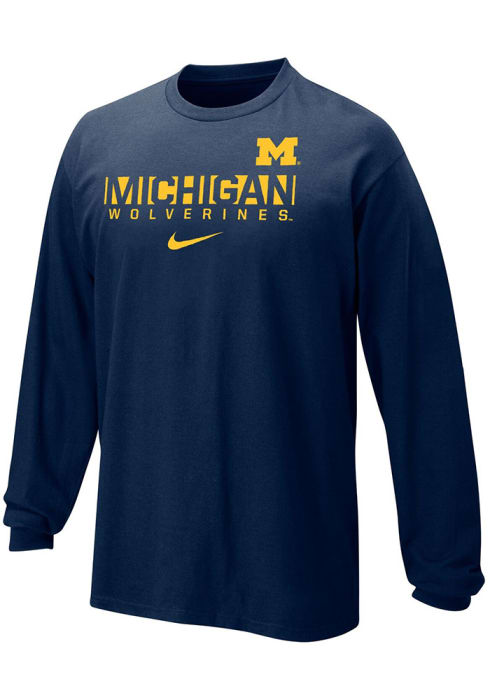 Nike Michigan Wolverines Youth Navy Blue Core Long Sleeve Tee