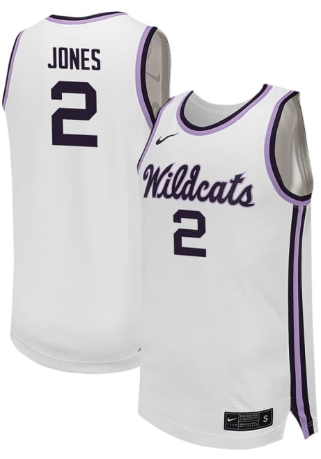 Max Jones Mens White K-State Wildcats NIL Game Basketball Jersey