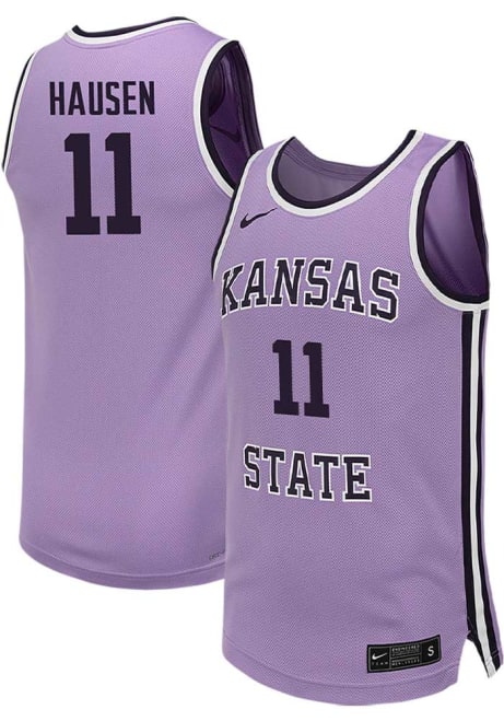 Brendan Hausen Mens Lavender K-State Wildcats NIL Game Basketball Jersey