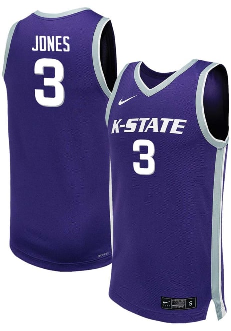 Cj Jones Mens Purple K-State Wildcats NIL Game Basketball Jersey