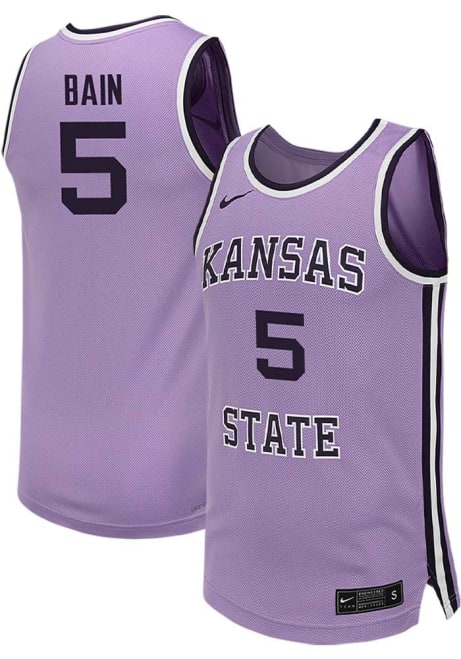 Spencer Bain Mens Lavender K-State Wildcats NIL Game Basketball Jersey