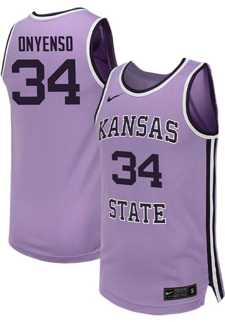 Ugonna Onyenso Mens Lavender K-State Wildcats NIL Game Basketball Jersey