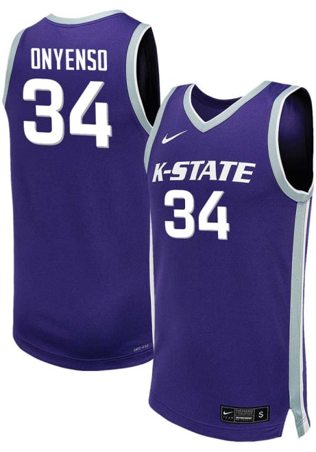 Ugonna Onyenso Mens Purple K-State Wildcats NIL Game Basketball Jersey