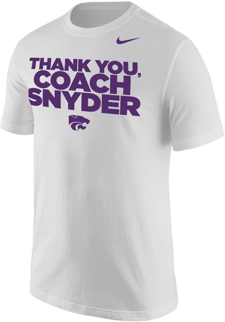 K-State Wildcats White Nike Thank You, Coach Snyder Short Sleeve T Shirt