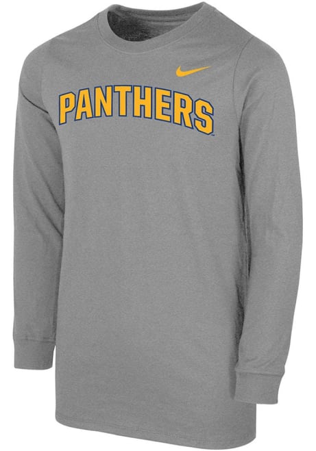 Youth Pitt Panthers Grey Nike Panthers Wordmark Long Sleeve T-Shirt