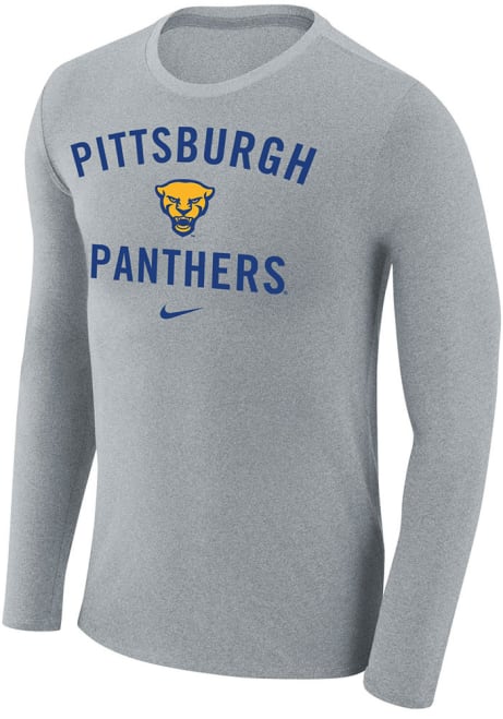 Mens Pitt Panthers Grey Nike Logo Marled Tee