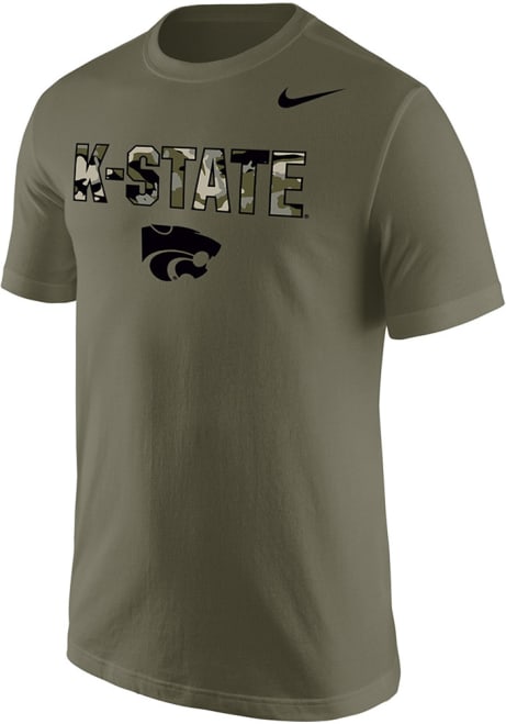 K-State Wildcats Olive Nike Wordmark Powercat Short Sleeve T Shirt
