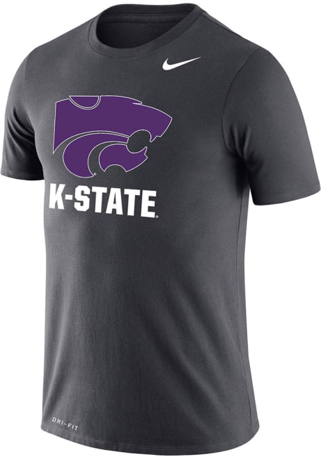 K-State Wildcats Grey Nike Dri-FIT Arch Mascot Short Sleeve T Shirt