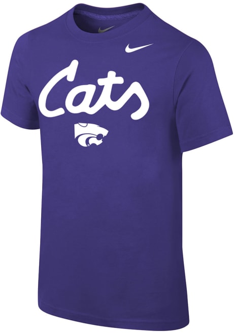 Youth K-State Wildcats Purple Nike Cats Script Short Sleeve T-Shirt