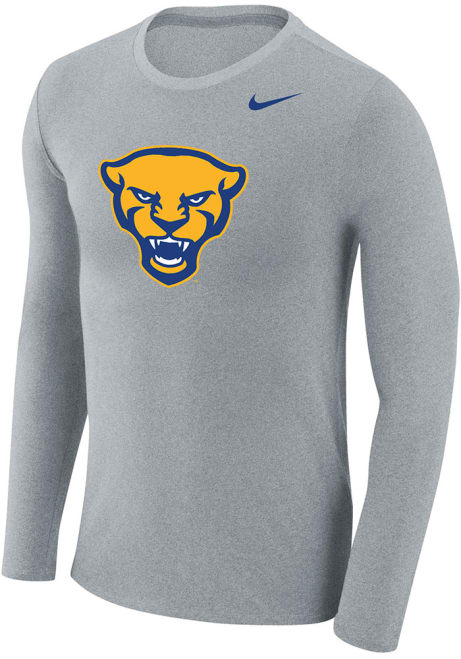 Mens Pitt Panthers Grey Nike Big Logo Marled Long Sleeve T-Shirt