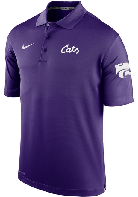 Mens K-State Wildcats Purple Nike Cats Script Embroidered Short Sleeve Polo Shirt
