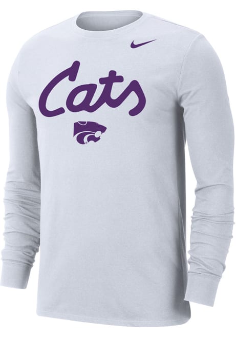 Mens K-State Wildcats White Nike Dri-FIT Cats Script Tee