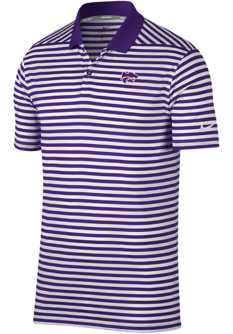 Mens K-State Wildcats Purple Nike Golf Victory Stripe Short Sleeve Polo Shirt