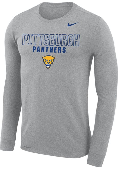 Mens Pitt Panthers Grey Nike Legend Arch Mascot Long Sleeve T-Shirt