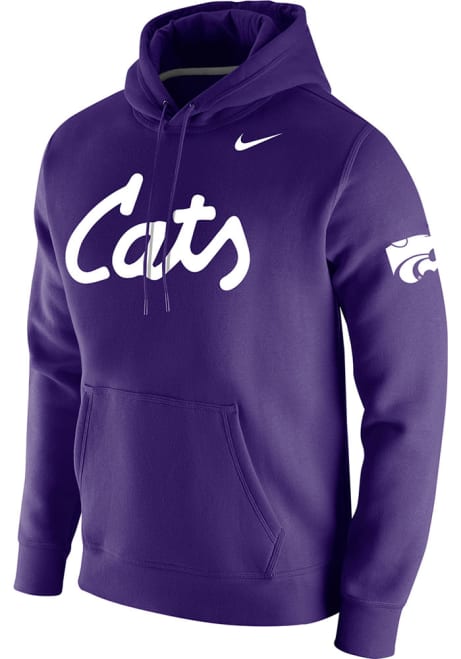 Mens K-State Wildcats Purple Nike 2019 Football Club Fleece Hooded Sweatshirt