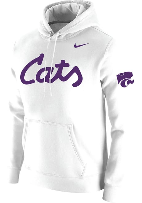 Mens K-State Wildcats White Nike 2019 Football Club Fleece Hooded Sweatshirt