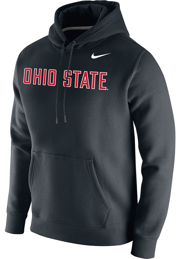 Mens Ohio State Buckeyes Black Nike Wordmark Club Fleece Design Hooded Sweatshirt