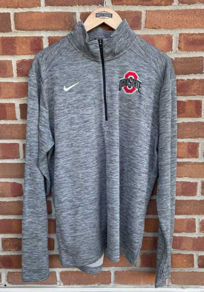 Nike Mens GREY Ohio State Buckeyes Pacer Long Sleeve Qtr Zip