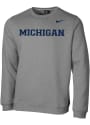 Michigan Wolverines Nike Club Fleece Crew Sweatshirt - Grey