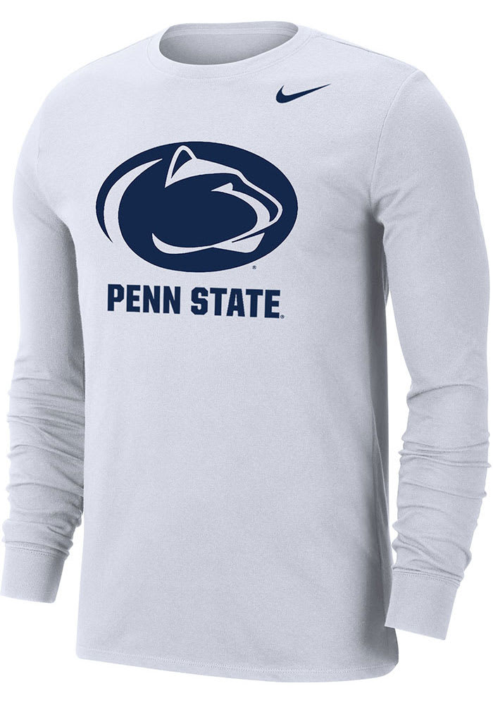 Nike Penn State Nittany Lions White Drifit Name Drop Long Sleeve T Shirt White 57 Cotton 43 POL Size S