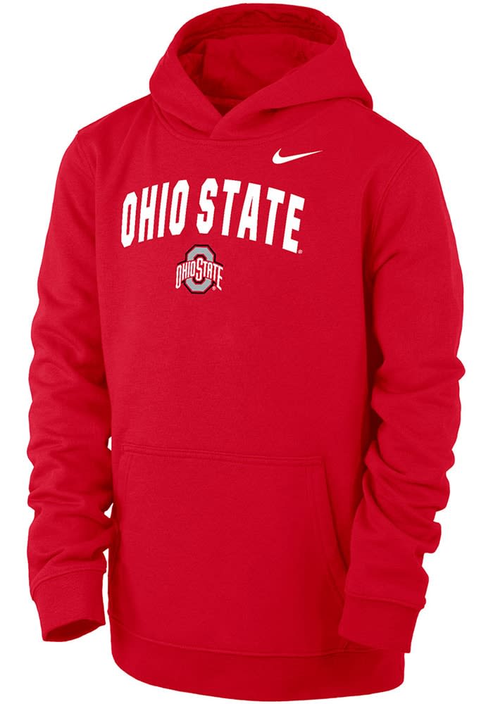 Youth Nike Scarlet Ohio State Buckeyes Club Fleece Pullover Hoodie