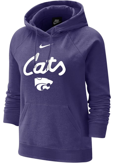 Womens K-State Wildcats Purple Nike Cats Script Varsity Fleece Hooded Sweatshirt