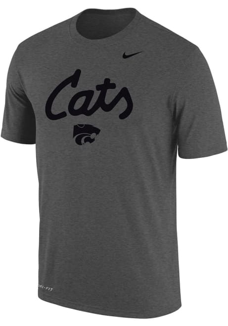 K-State Wildcats Charcoal Nike Tonal Cats Script DriFit Short Sleeve T Shirt