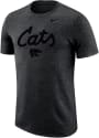 K-State Wildcats Nike Tonal Cats Script Marled T Shirt - Black