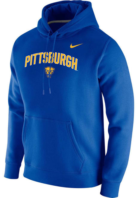 Mens Pitt Panthers Blue Nike Club Fleece Mascot Hooded Sweatshirt