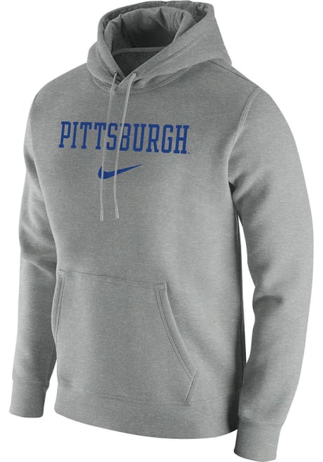 Mens Pitt Panthers Grey Nike Club Fleece Hooded Sweatshirt