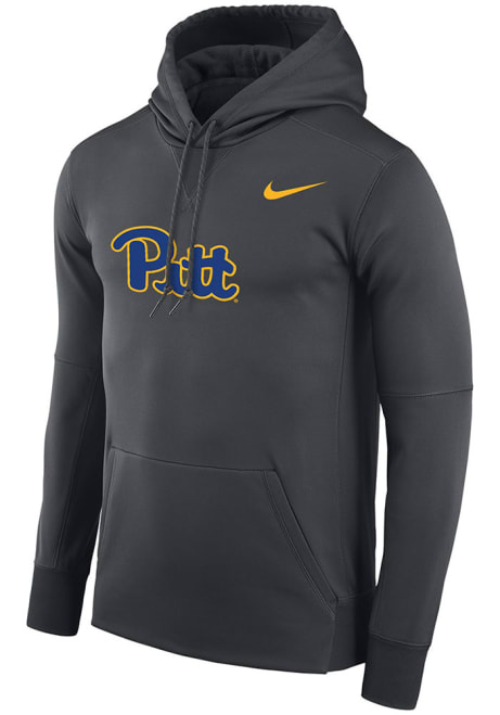 Mens Pitt Panthers Grey Nike Wordmark Therma Essential Long Sleeve Hoodie