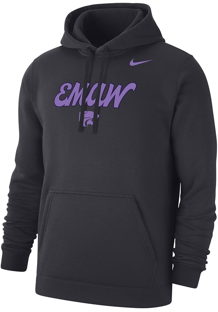 Nike Mens CHARCOAL K-State Wildcats Emaw Hoodie - 19862113