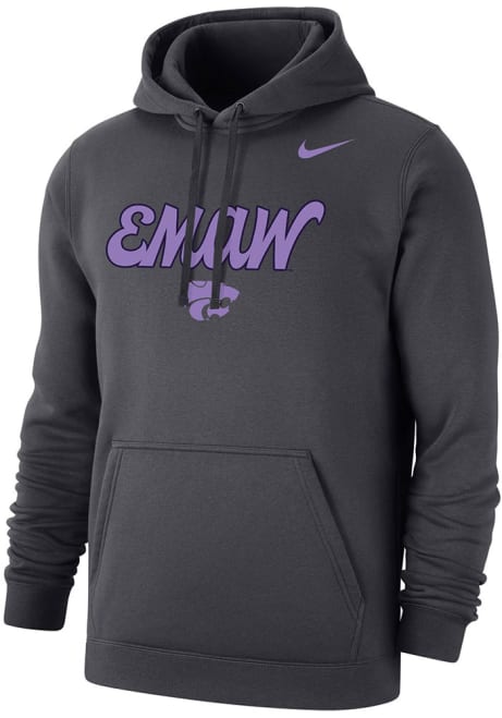 Mens K-State Wildcats Charcoal Nike Emaw Hooded Sweatshirt
