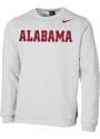 Alabama Crimson Tide Nike Club Fleece Wordmark Crew Sweatshirt - White