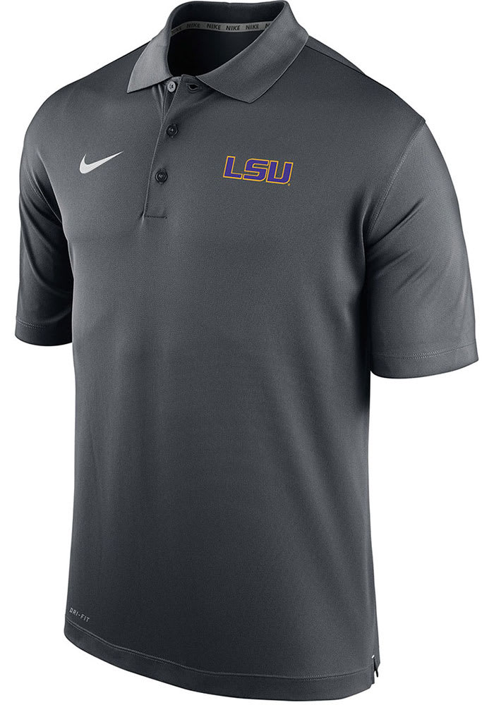 Nike LSU Tigers Mens Varsity Logo ANTHRACITE Short Sleeve Polo