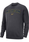 Main image for Nike Michigan Wolverines Mens Grey Club Fleece Arch Name Long Sleeve Crew Sweatshirt