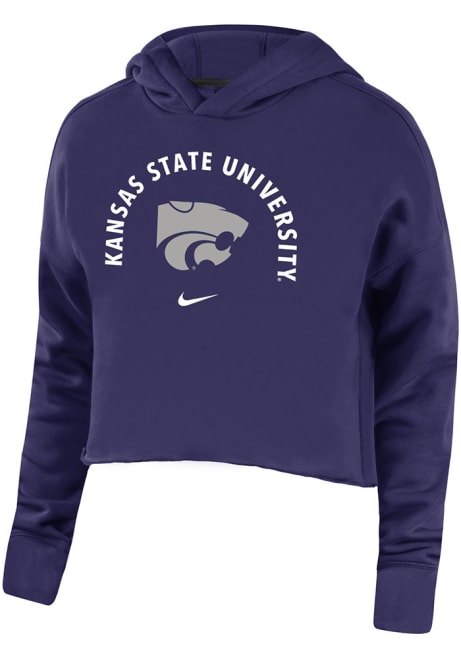 Womens K-State Wildcats Purple Nike Campus Crop Hooded Sweatshirt