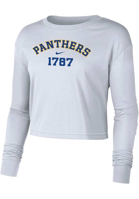 Womens Pitt Panthers White Nike Dri-FIT Cotton Crop LS Tee