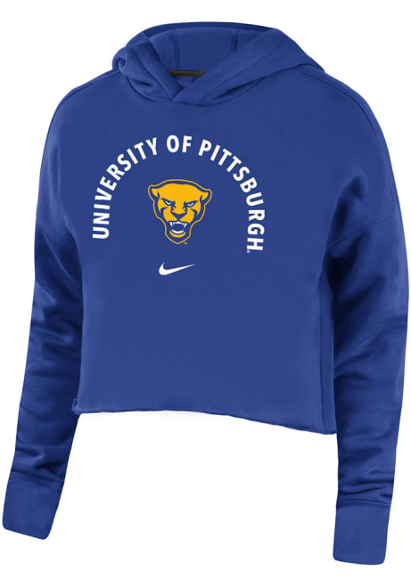 Womens Pitt Panthers Blue Nike Campus Crop Hooded Sweatshirt