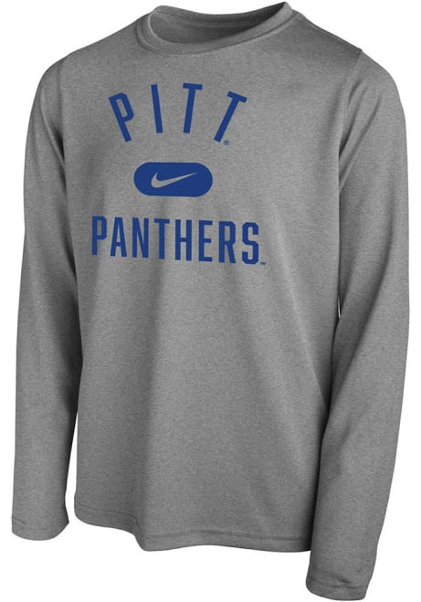 Youth Pitt Panthers Grey Nike Retro Team Name Long Sleeve T-Shirt